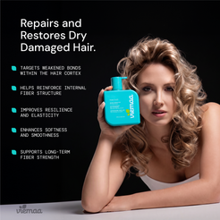 Infographic highlighting the bond booster helps target weakened bonds within the hair cortex, reinforces internal fiber structure, and improves hair resilience and elasticity. 